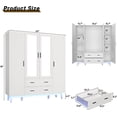 thumbnail image 2 of Blotout 70" Armoire Wardrobe Closet with Mirror & LED Lights, 4 Door Wardrobe Armoire with 2 Large Drawers, LED Wood Armoire Storage with Hanging Rods and Multi-Layer Shelves(White), 2 of 8