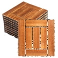thumbnail image 3 of IVV 27PCS Brown Wood Deck Tiles Interlocking Patio Deck Tiles Solid Wood and Plastic Indoor&Outdoor, 12 x 12in, Checkered Pattern, 3 of 10