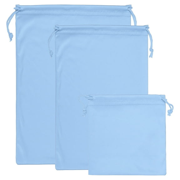 Uxcell Ski Goggle Bag, 3 Pack Microfiber Pouch Protective Storage Case, Light Blue