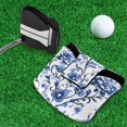 thumbnail image 5 of Haosy Floral with Blue Flowers Golf Mallet Putter Cover Strong Magnetic Leather Golf Club Headcover Closure, 5 of 7