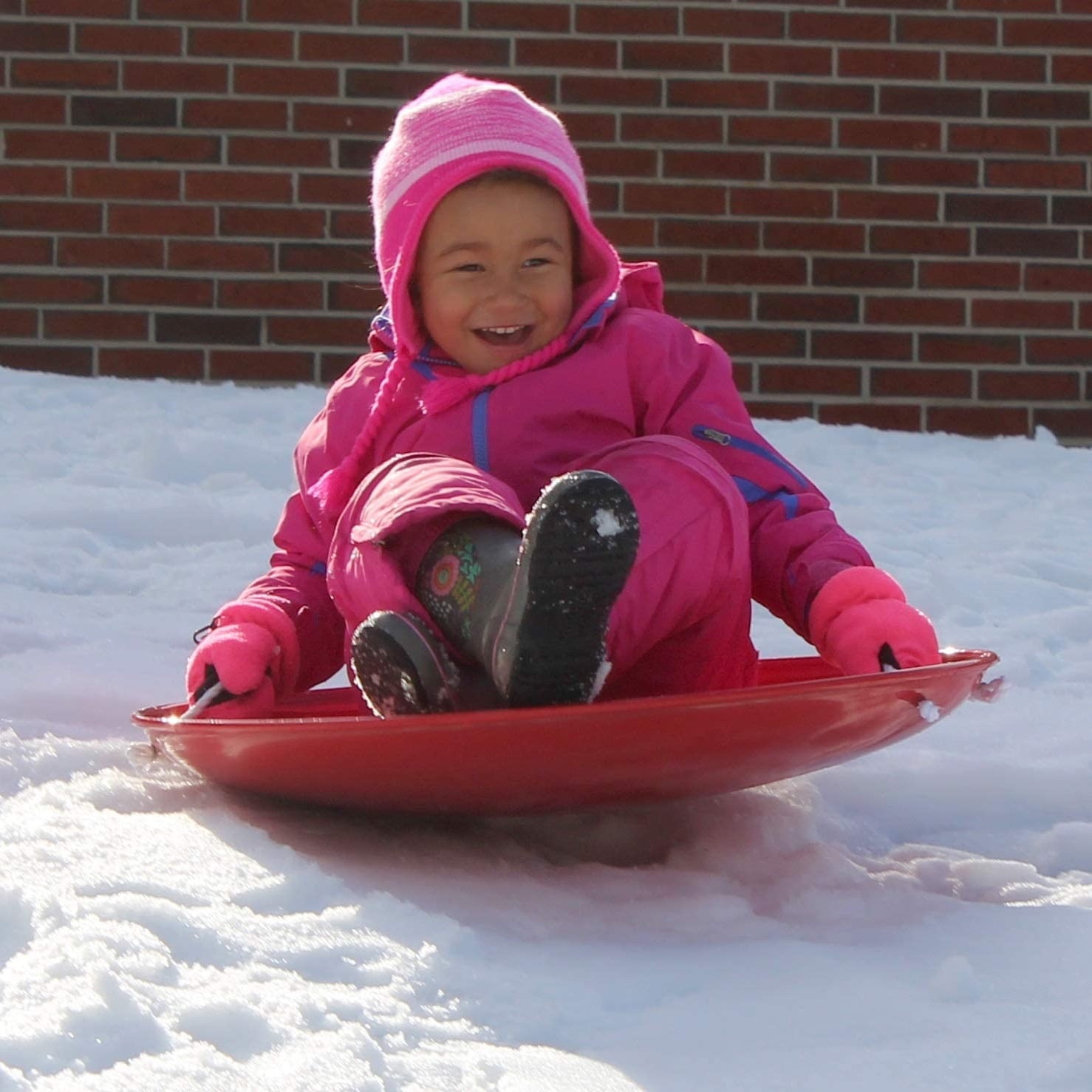 Flexible Flyer 826 Heavy Gauge Steel Metal Snow Disc Saucer Sled, Red
