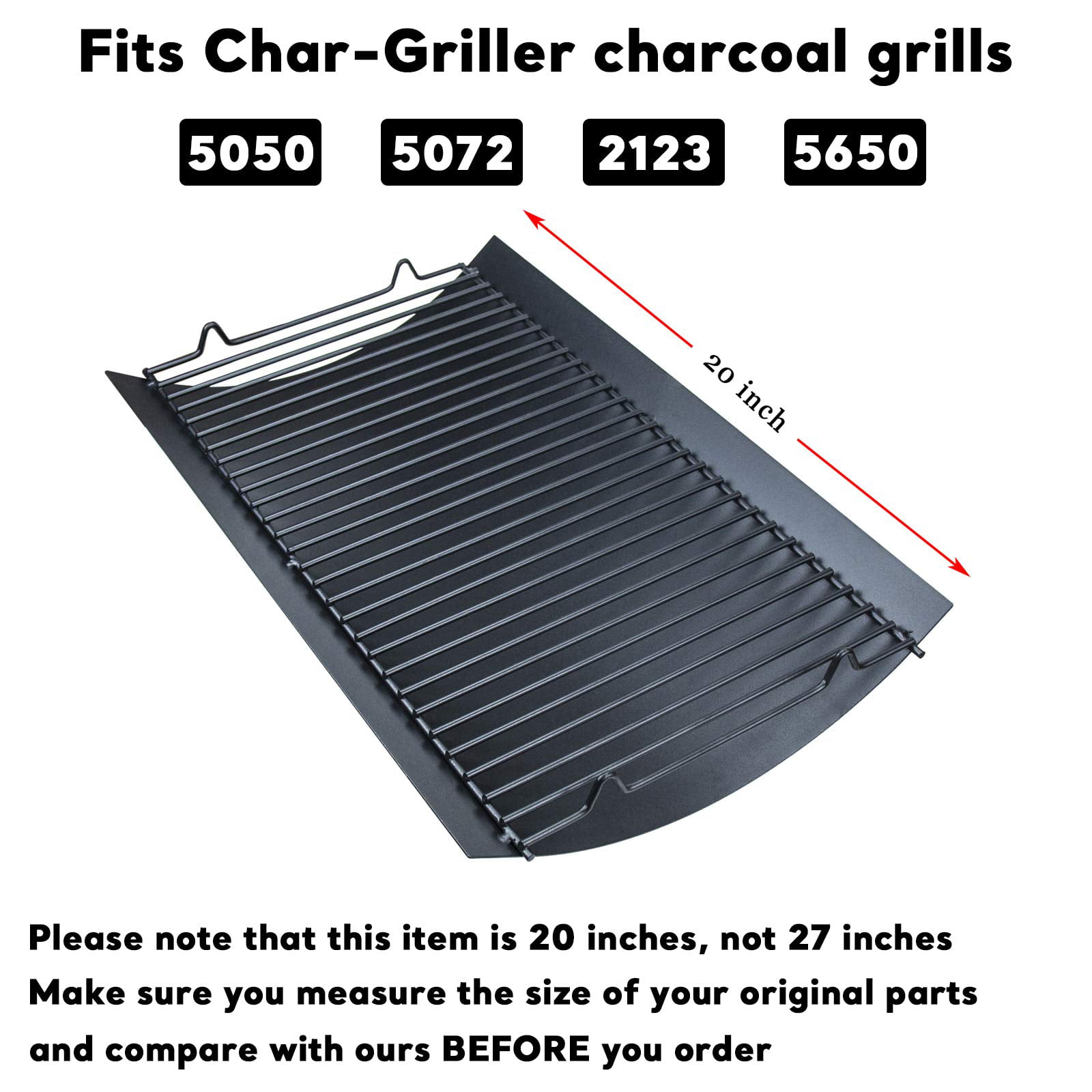 5072 Hisencn 20 inch Ash pan for Chargriller 5050 2123 Charcoal Grills, 5650 