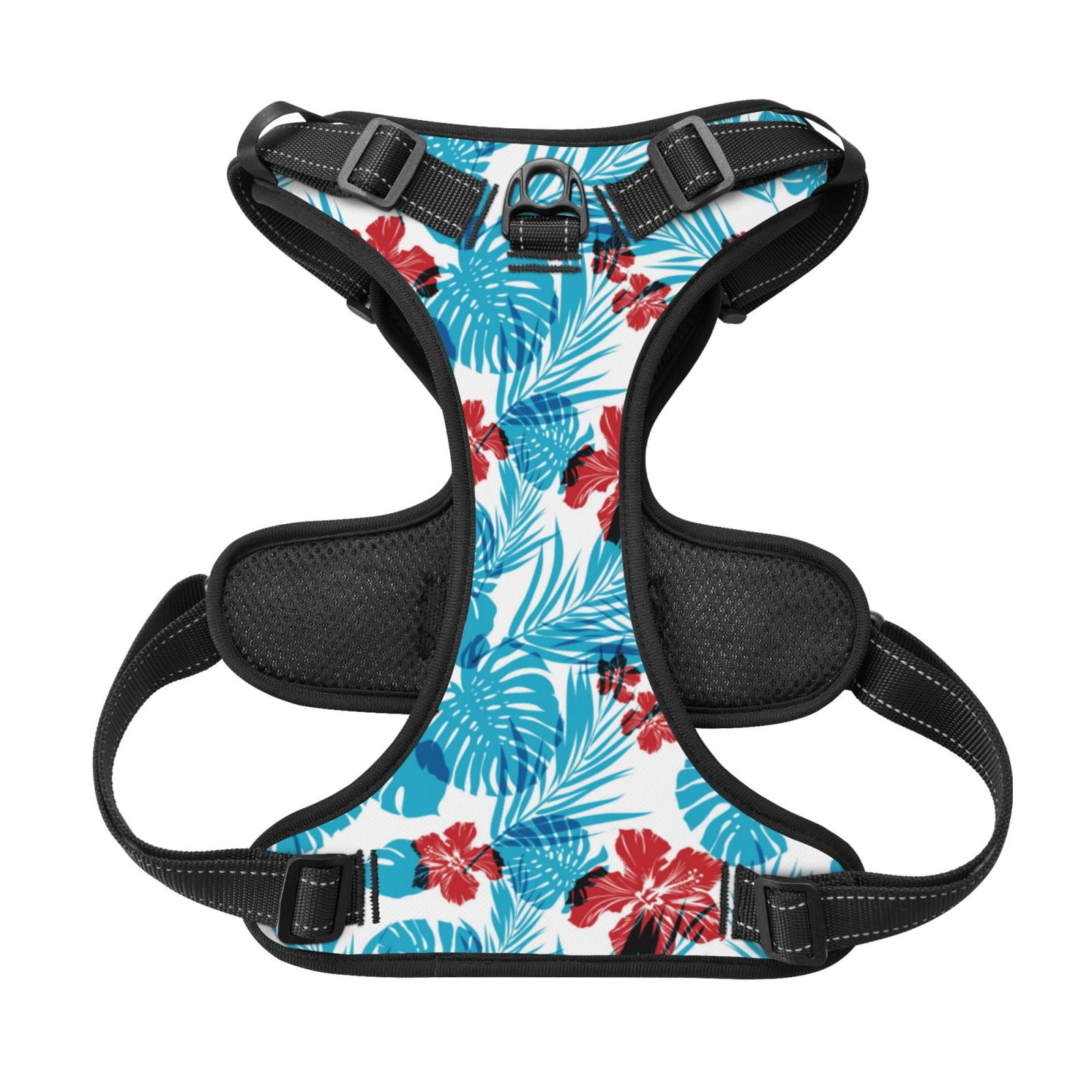 Kdxio Hawaiian Style Print No Pull Dog Harness Adjustable Reflective Oxford Easy Control Medium Large Dog Harness for Training and Everyday-Small