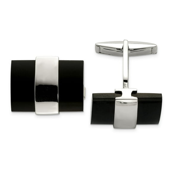 Sterling Silver Onyx Cuff Links QQ583