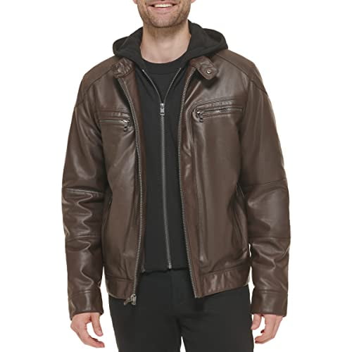 Calvin klein leather jacket with hood best sale