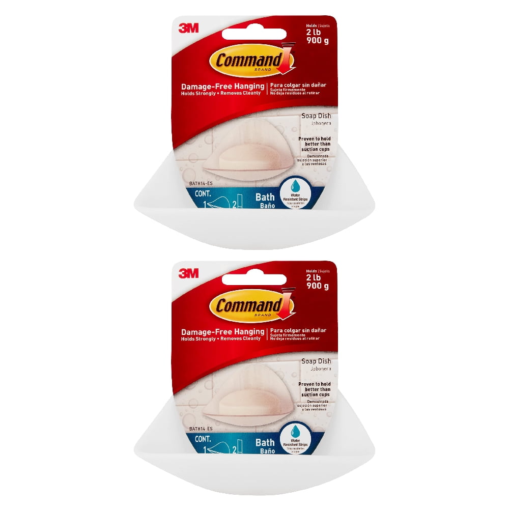 3M BATH14 Command Soap Dish Bath Adhesive Damage Free Plastic Frosted, 2-Pack