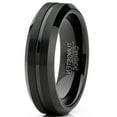 thumbnail image 2 of Metal Masters Mens Tungsten Wedding Band Black Ring Grooved Center 6mm, 2 of 5