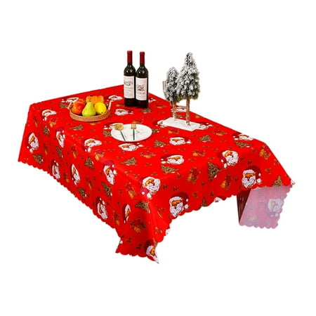 

Christmas Table Cloth | Rectangular Merry Christmas Tablecloth | Reusable Christmas Table Cover for Party Kitchen Dining Room Outdoor Indoor (59 x 70 inch)