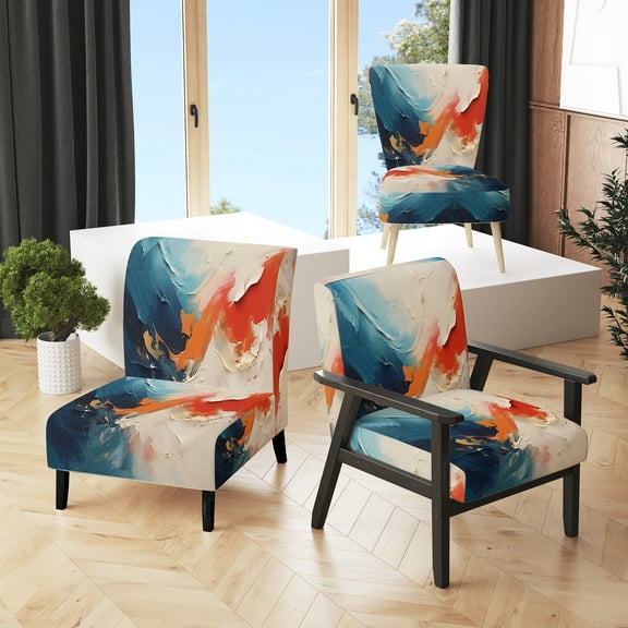 Designart "Timeless Nautical Surrealism in Wonderland IV" Teal Surrealism Upholstered Accent Chair - Modern Arm Chair For Bedroom