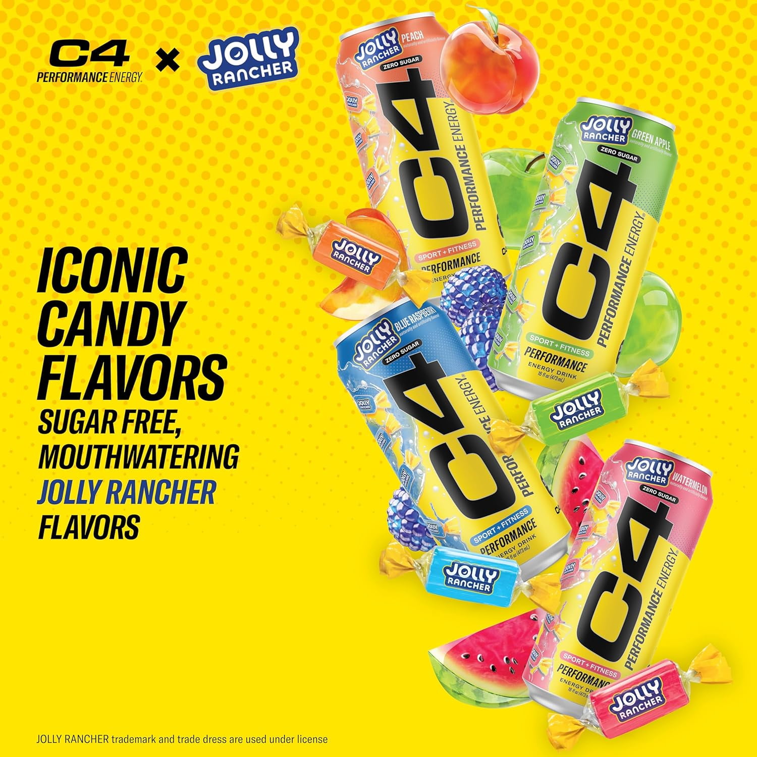 C4 Performance Energy Drink, Jolly Rancher Variety Pack Flavor, 16 oz cans (12 pack)