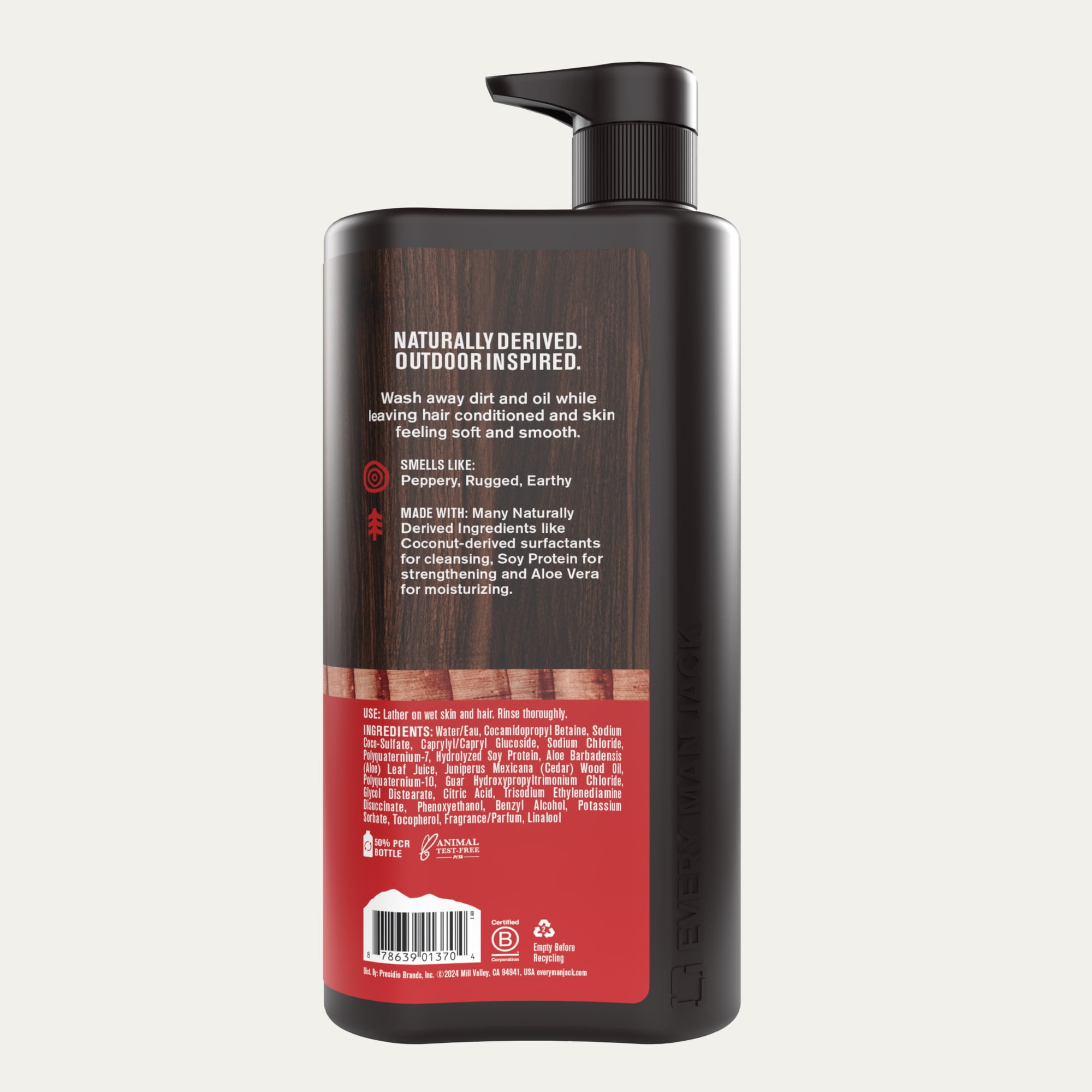 Every Man Jack Cedarwood Hydrating Men's 3-in-1 Body Wash and Shampoo and Conditioner - 28.8 fl oz