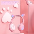thumbnail image 4 of Bearachild Auriculares brillantes con luz LED, Oreja de Gato, regalo para niñas, auriculares para niños, inalámbricos, estéreo HIFI, graves, Cables de audio/vídeo violeta claro empaquetado en caja, 4 of 5