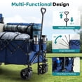 thumbnail image 3 of ACCVER Heavy Duty Collapsible Wagon - Folding Wagons Outdoor Camping Wagon Foldable & Portable w/ All-Terrain Wheels, Drink Holders,440LBS Capacity, Extra Large Blue, 3 of 7