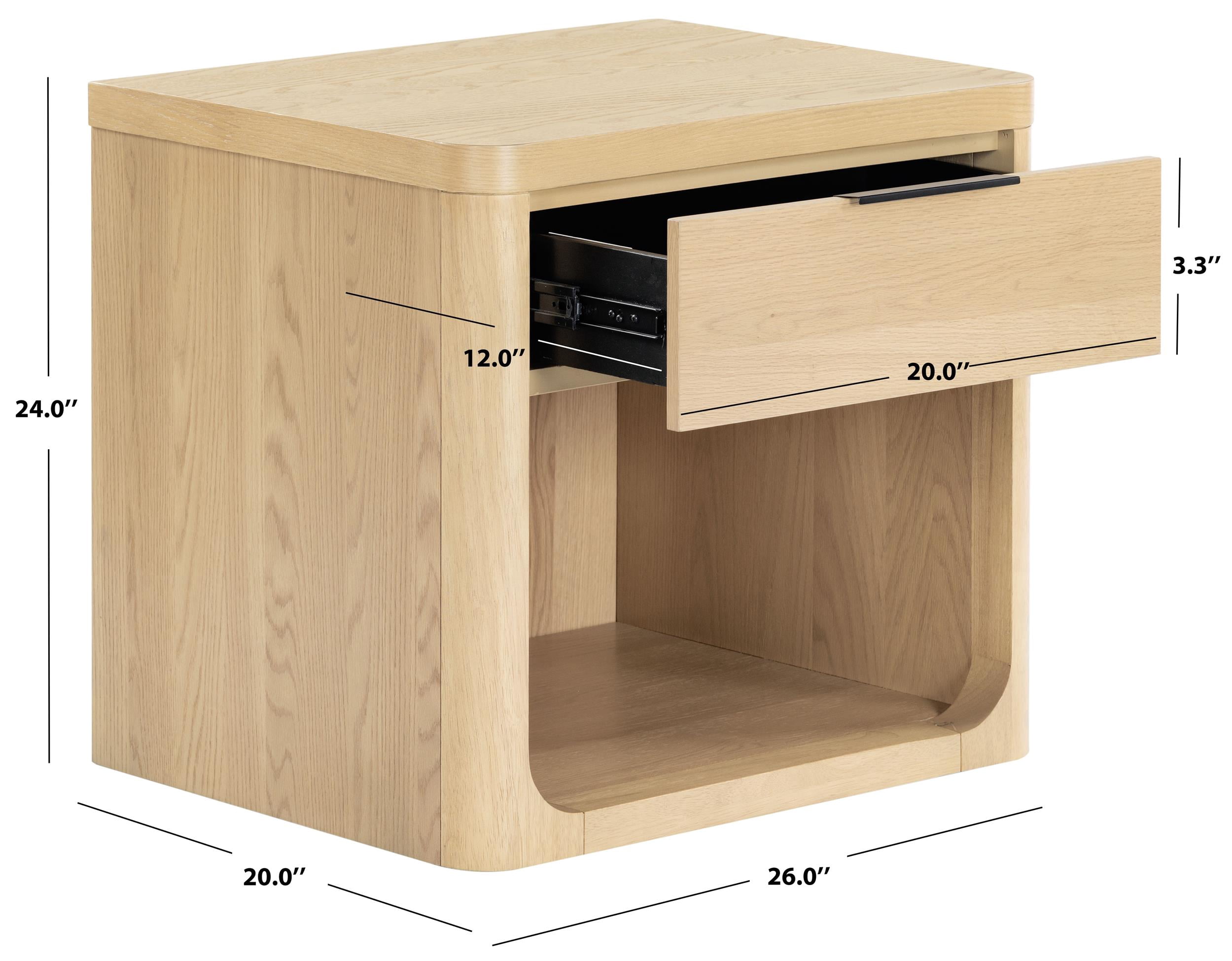 Safavieh Raylie 1 Drawer Solid Wood Nightstand in Natural