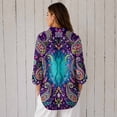 thumbnail image 2 of Nyfairy Plus Size Women's Floral Embossed Print Long Sleeve Button Down Casual Shirt, 2 of 5
