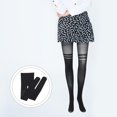 thumbnail image 1 of yeegool Collants en Molleton pour Femmes, Transparents Translucides, Design à Rayures à Empiècements, Type Bas-Collants, Noir, 1 Unité, 1 of 4