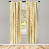 Ambesonne Mandala Curtains, Eastern Retro Lotus Motif, Pair of 28"x84", Dark Mustard