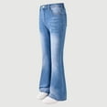 thumbnail image 2 of Eltusu Girls Jeans with Pockets, Slim Fit Stretch Elastic Waist Fare Leg Denim Pants Blue Size 8-9T, 2 of 3