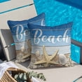 thumbnail image 4 of Throw Pillow Covers, Blue Starfish Decorative Throw Pillow Covers 20x20 Inch, Coastal Coral Ocean Ombre Brown Wooden Square Linen Pillow Cases for Couch/Living Room/Sofa, 4 of 9