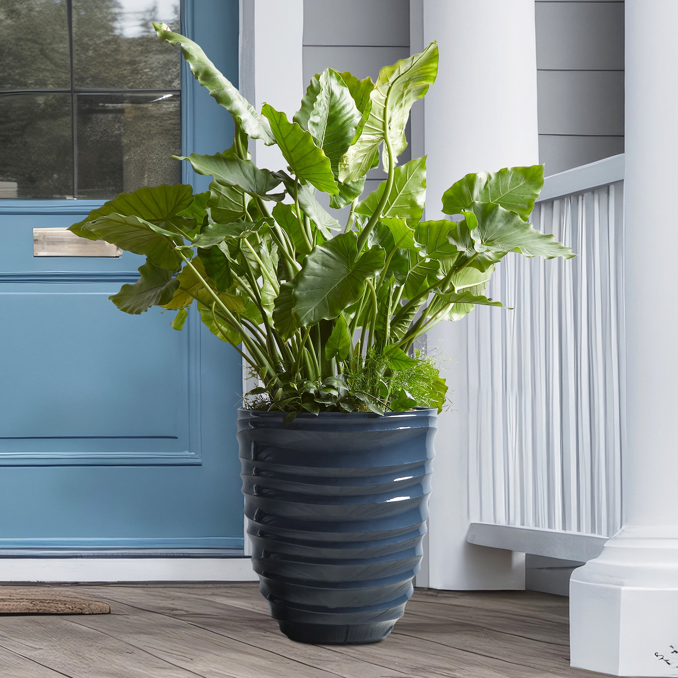 Mainstays Capri 16" x 16" x 18" Round Blue Cove Plastic Planter