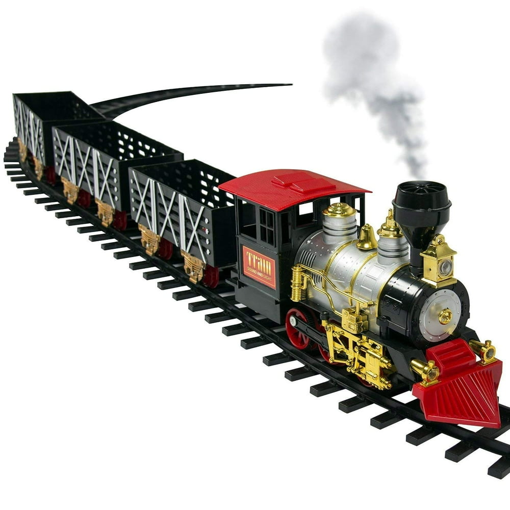 Classic Battery Powered Train Set for Kids with Real Smoke, Music and