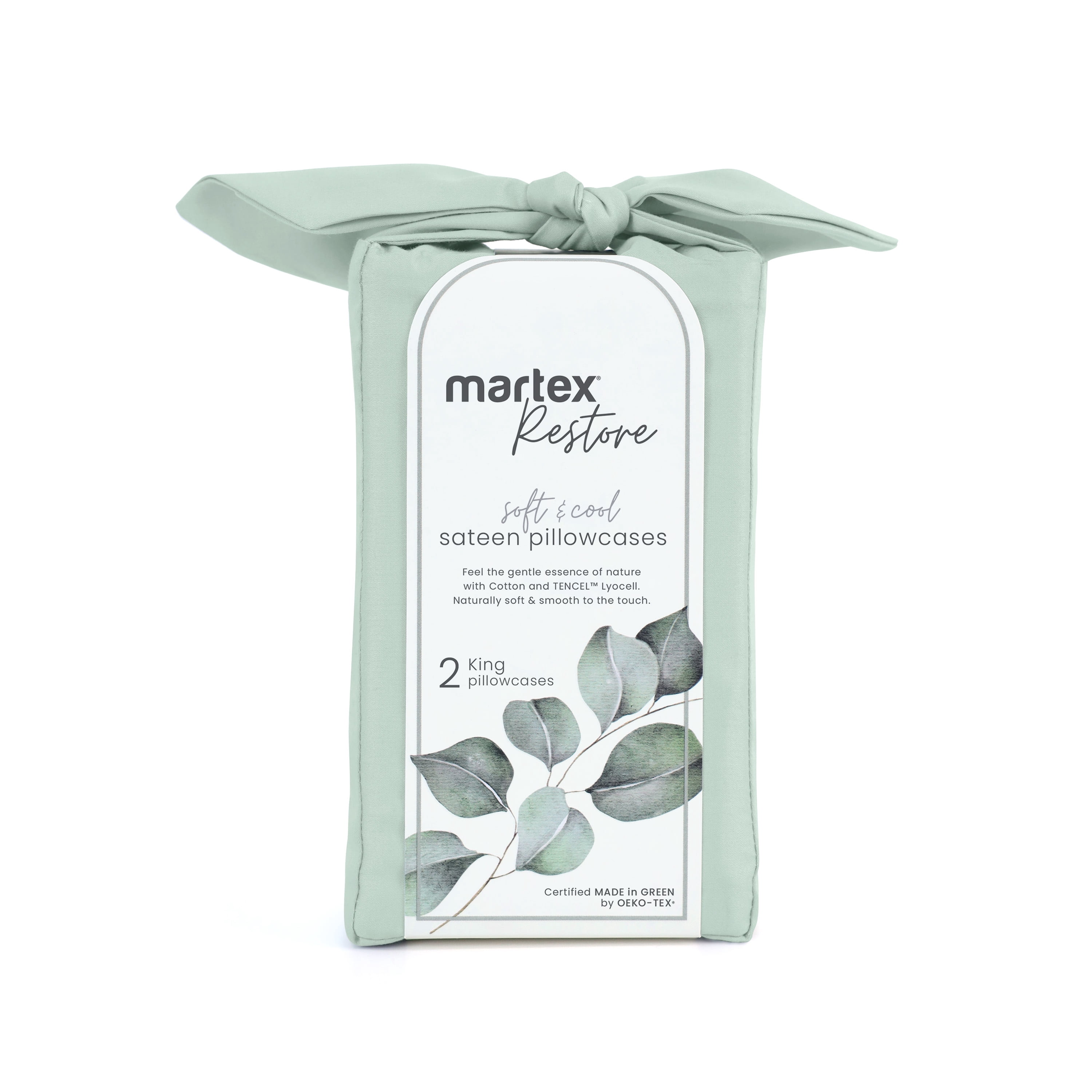 Martex Restore Cooling Pillowcase Set, King, Sage