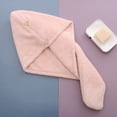 thumbnail image 1 of Toalla de secado para el cabello de terciopelo súper absorbente con botón | Envoltura de baño de microfibra para secado rápido y reducción del frizz | Gorra blanda y gruesa para mujeres, hombres, 1 of 4