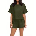 thumbnail image 3 of Conjunto Corto Casual para las Mujeres Manga Corta Bolsillo Pantalones Cortos Pantalones de Señoras Conjunto con Cuello Redondo Top, Ropa Casual de Verano, 3 of 6