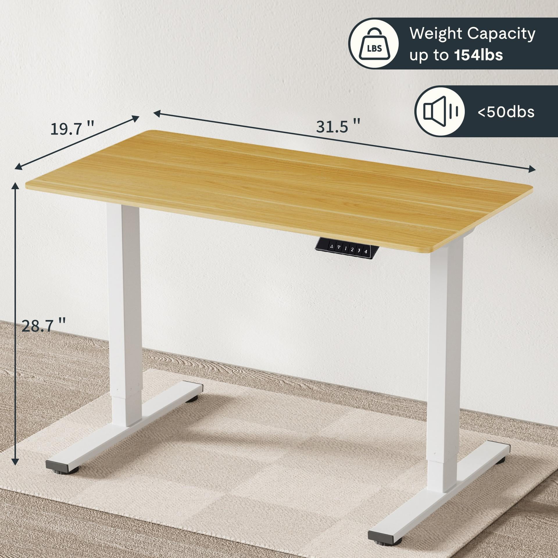 Electric Standing Desk, 28-46" Adjustable Height Motorized Sit Stand Home Office Desk