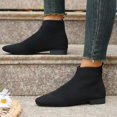 thumbnail image 4 of BLTIBY Women Sock Booties Stretch Knit Slim Fit Comfy Pointed-toe Boots Chunky Low Heel Breathable Boot Soft Pull On Shoes Black 41, 4 of 9