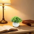 thumbnail image 6 of Dongrere Small Artificial Potted Shrub, Plastic Fake Greenery Plant with White Pot for Home Office Desk Bathroom Tabletop Decor, Green, 6 of 7