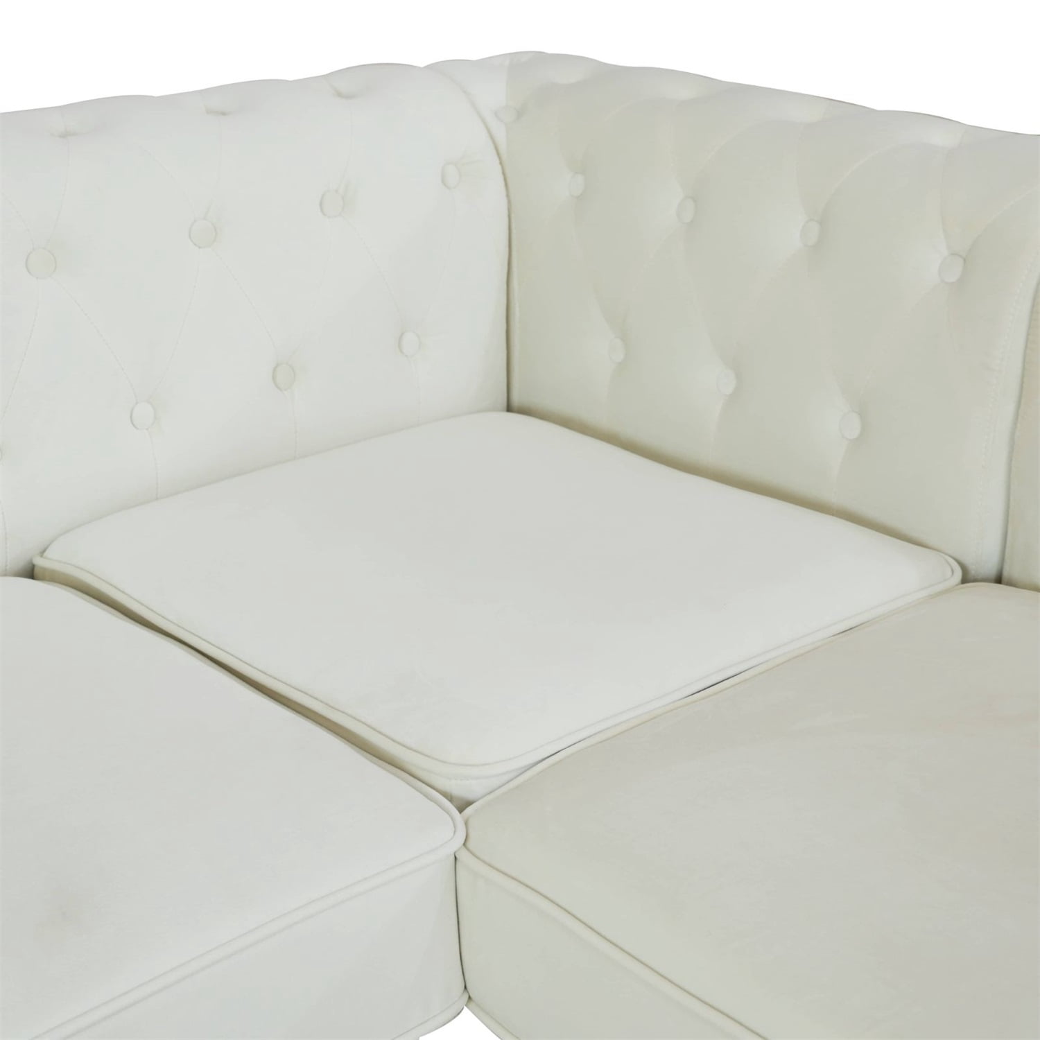 Hommoo Sofa Set, 62.5" Flannelette 2-Piece Couch Living Room Sofa Set,L-Shaped Sectional Sofa,Sectional Couches for Living Room,White