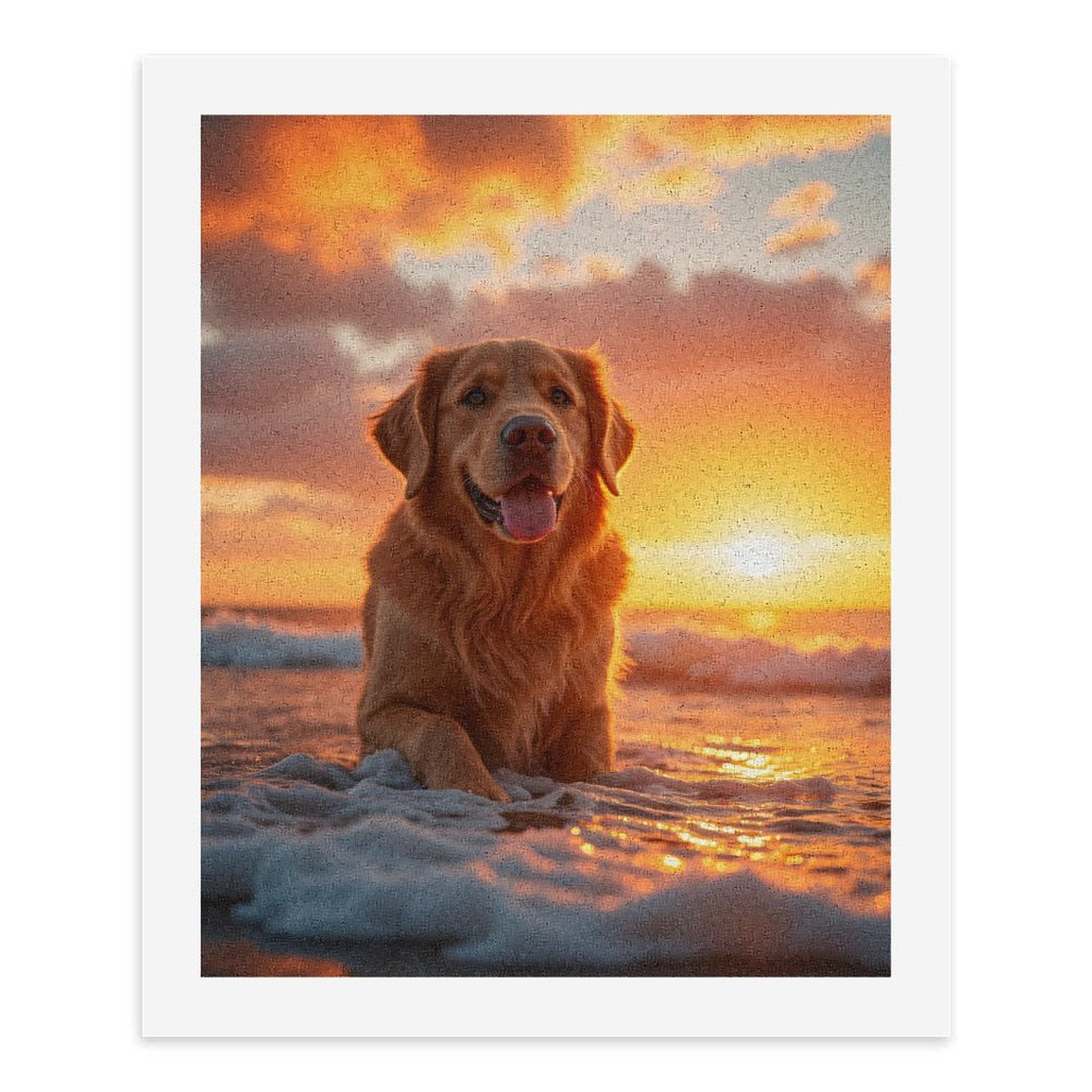 Paint By Numbers Kit for Adults Beginner - DIY Golden Retriever Beach Sunset Canvas Painting Kits for Adults, Frameless Paint By Number for Adults for Home Wall Decor 16x20 Inch