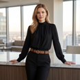 thumbnail image 6 of Long Sleeve Shirts for Women Mock Neck Tops Pleated Front Blouses Dressy Casual Spring Fall Clothes 2026 Fashion, 6 of 7