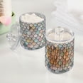 thumbnail image 2 of Yayeee 2 Pack Qtip Holder Dispenser for Bathroom with Lid Cotton Swab Canister, Light Blue Shimmering Pattern, 2 of 6