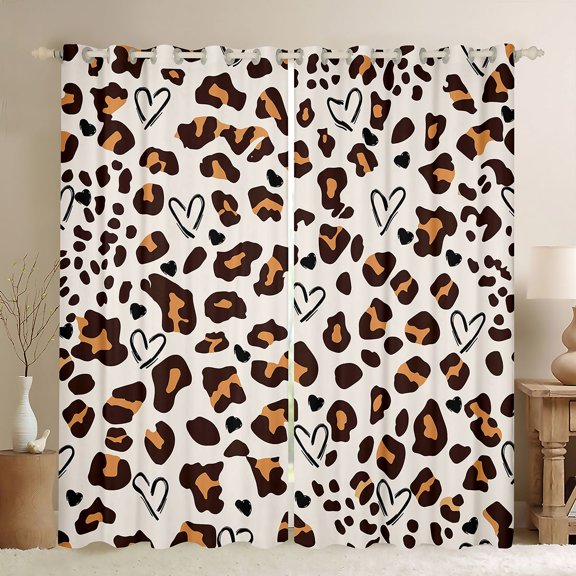 jejeloiu Leopard Cheetah Texture Black Out Curtains,Chic Minimalism Art Curtains Pack of 2 (42x63 Each),Brown Wildlife Print Bedroom Curtains For Kids,Luxury Bedroom Decor