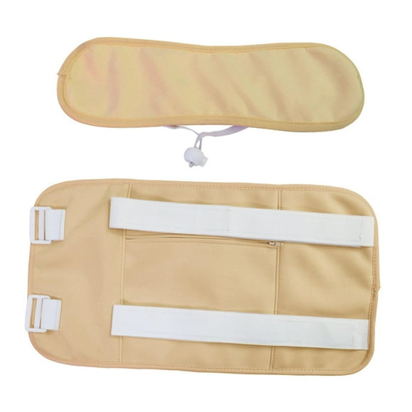 Paquete de aceite de ricino, conjunto de envoltura, reutilizable, sin desorden, portátil, ajustable con bolsa frontal, conveniente, franela suave, lav Correa adhesiva caqui