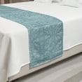 thumbnail image 2 of Abstract Bed Runner, Intricate Swirl Circles Rhythmic Motifs Charcoal Look Bicolored Pattern, Decorative Accent Bedding Scarf for Hotels Homes and Guestrooms, Queen, Dark Teal and White, by Ambesonne, 2 of 2