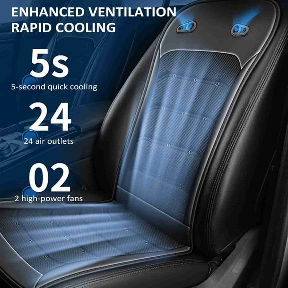 Seat Cooling Car Seat Cushion, 12V/24V Front Seat Cooled Seat Cover With Intelligent Fans Summer Breathable Ventilated Seat Cushion For Car Truck, Brown