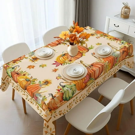 

Autumn Pumpkin Pattern Tablecloth Rectangular Home r Thanksgiving Day Suitable for Party Table Outdoor ration Tablecover