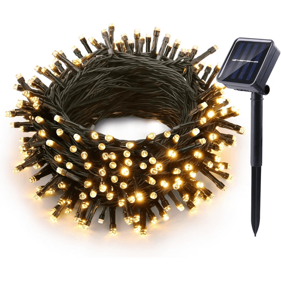 Solar String Lights - 23ft 50LEDs Outdoor String Lights Waterproof 8 Modes Solar Twinkle Lights for Outdoor, Patio, Garden, Yard, Party, Wedding, Christmas Decoration (Warm White)