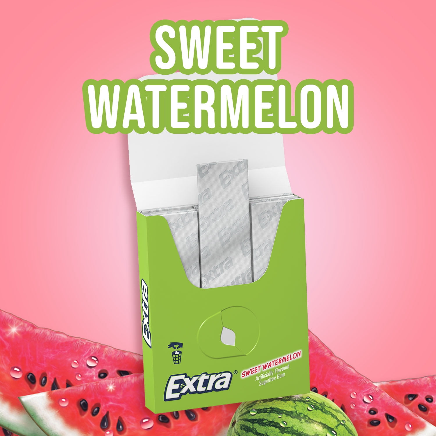 Extra Watermelon Sugar Free Chewing Gum - 15 ct 3 Pack (Pack of 4)