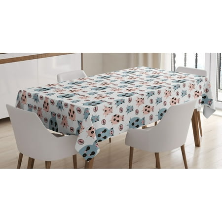 

Farm Animal Tablecloth Cute Repetitive Pattern of Sweet Cartoon Pigs Rectangular Table Cover for Dining Room Kitchen 52 X 70 Pale Slate Blue Blush Charcoal Grey White by Ambesonne