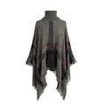 thumbnail image 2 of Odeerbi Women's Turtleneck Pullover Poncho Sweater Solid Color Fringe Shawl Loose Fit Knitted Wraps Baggy Cape Coat Open Front Blanket Warm Collar Tassel Blouse Gray, 2 of 4