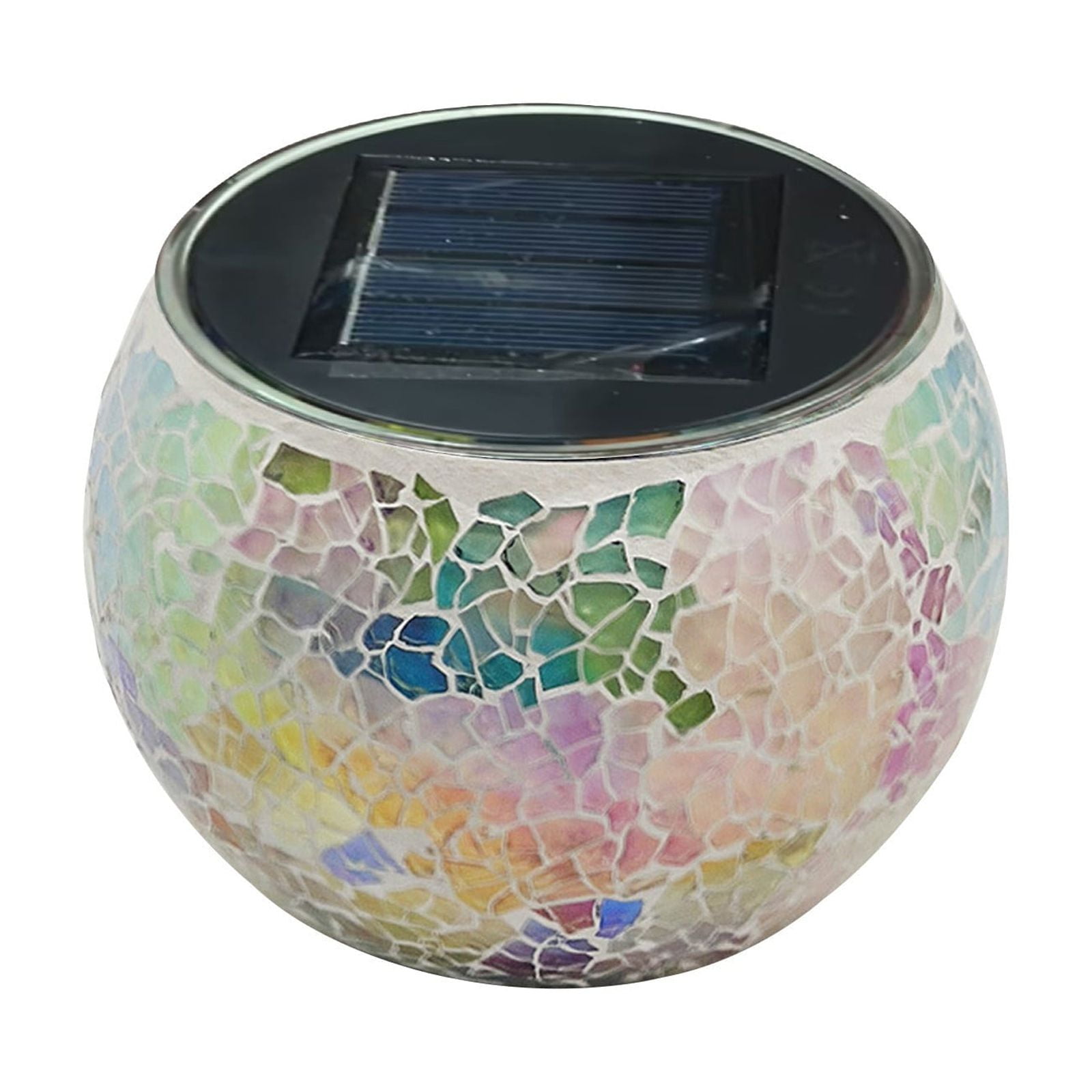 WWV Solar Mosaic Glass Table Lamp Color Changing LED Night Light for Garden Yard Outdoor Indoor Decor Gift Broken Glass Design