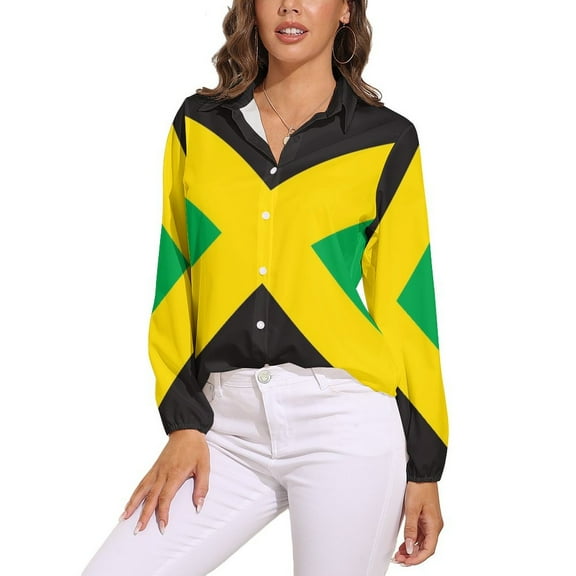 Jamaica Flag Long Sleeve Blouse Woman Streetwear Casual Shirts Summer Oversize Woman Streetwear Clothing Birthday Present