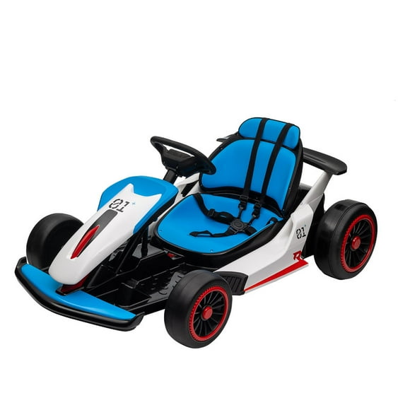 Go-Kart, Voiture de Drift Électrique avec Siège Ajustable, Jouet à Chevaucher d'Extérieur 24V 7Ah, 2 * Moteur 200W, 8,1 Mi/h, Lumières LED, Voiture de Course Jouet pour Enfants de 6 à 12 Ans