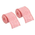 thumbnail image 1 of Unique Bargains 2.4' Wide 2.2 Yards Burlap Ribbon White Lace Roll Wrapping Fabric Crafts Roll Pink 2 Pack, 1 of 6