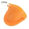 thumbnail image 3 of 2pack Silicone Pot Holders Heat Resistant Silicone Mini Oven Mitts Pinch Pot Holders Finger Protector Orange, 3 of 6