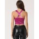 thumbnail image 4 of Disfraz de navidad Top corto de terciopelo con tirantes ajustables para mujer Allegra K Rosa Caliente S, 4 of 6